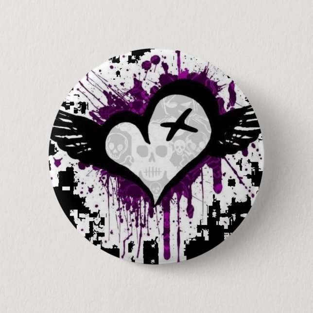 Badge Rond 5 Cm coeur d'emo (Devant)