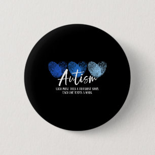 Badge Rond 5 Cm Cœur d'empreinte digitale Autisme Chaque impressio