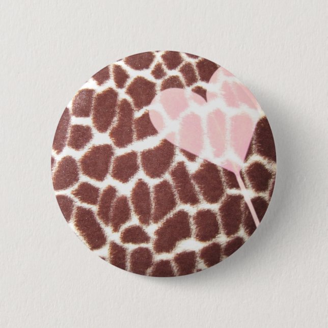 Badge Rond 5 Cm Coeur d'impression de girafe (Devant)