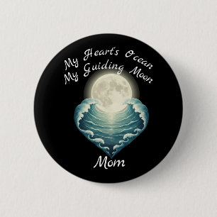 Badge Rond 5 Cm Cœur d'océan guidant la lune maman