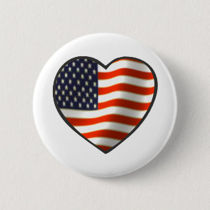 Badge Rond 5 Cm Coeur du drapeau américain