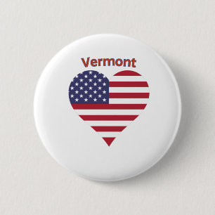 Badge Rond 5 Cm Coeur du drapeau américain du Vermont