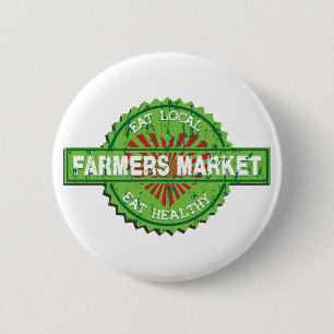 Badge Rond 5 Cm Coeur du marché d'agriculteurs