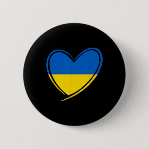 Badge Rond 5 Cm Coeur d'Ukraine Drapeau ukrainien Patriotique Homm