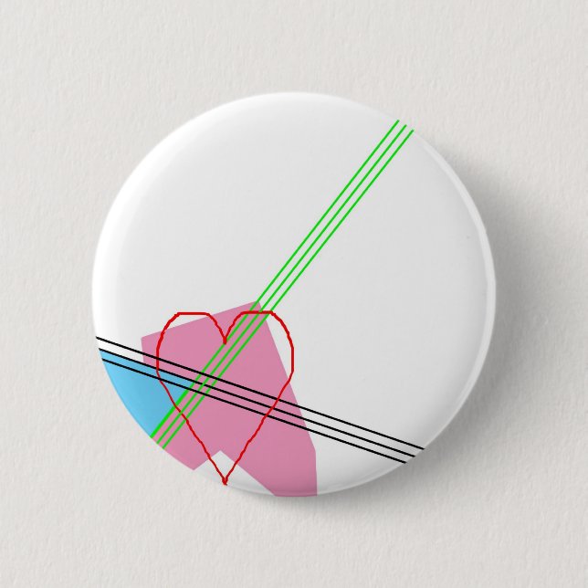 Badge Rond 5 Cm Coeur et rayures (Devant)
