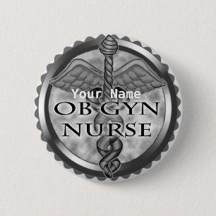 Badge Rond 5 Cm Coeur gris ObGyn Nurse
