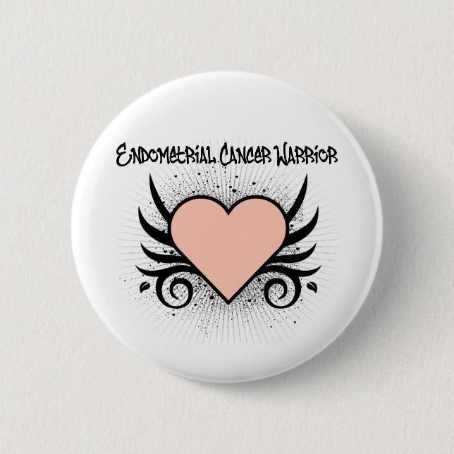 Badge Rond 5 Cm Coeur guerrier du cancer de l'enddomètre (Devant)