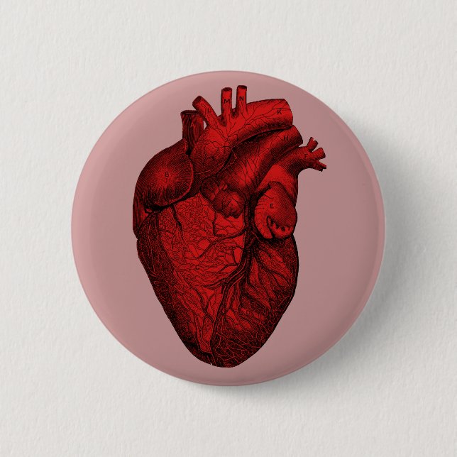 Badge Rond 5 Cm Coeur humain anatomique (Devant)