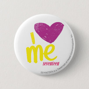 Badge Rond 5 Cm Coeur I je pourpre/jaune