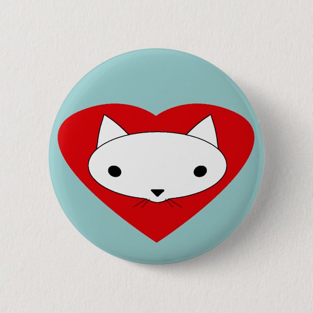 Badge Rond 5 Cm Coeur I mon pinback de bouton de chat (Devant)