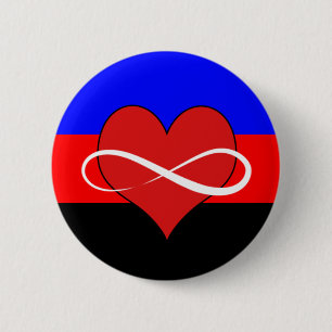 Badge Rond 5 Cm Coeur infini avec le drapeau