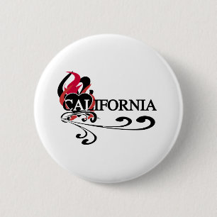 Badge Rond 5 Cm Coeur la Californie du feu