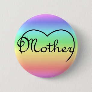 Badge Rond 5 Cm coeur mère arc-en-ciel