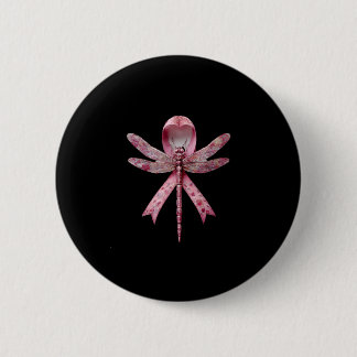 Badge Rond 5 Cm Cœur Mignon Cancer Sein Libellules Sensibilisation