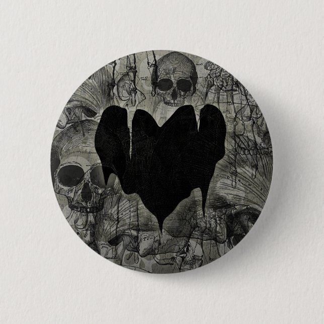 Badge Rond 5 Cm Coeur morne Valentine gothique (Devant)