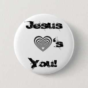 Badge Rond 5 Cm coeur noir rayé, JesusYou ! , 's