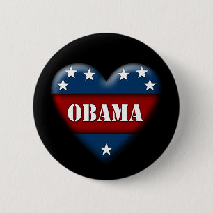 Badge Rond 5 Cm coeur patriotique obama