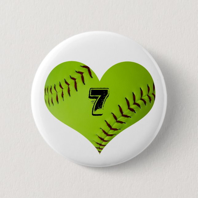 Badge Rond 5 Cm Coeur personnalisé du base-ball (Devant)