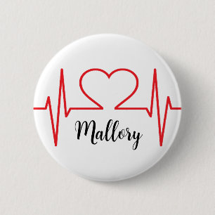 Badge Rond 5 Cm Coeur personnalisé Simple Médicale