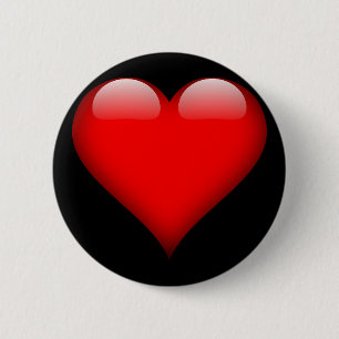 Badge Rond 5 Cm Coeur poli rouge