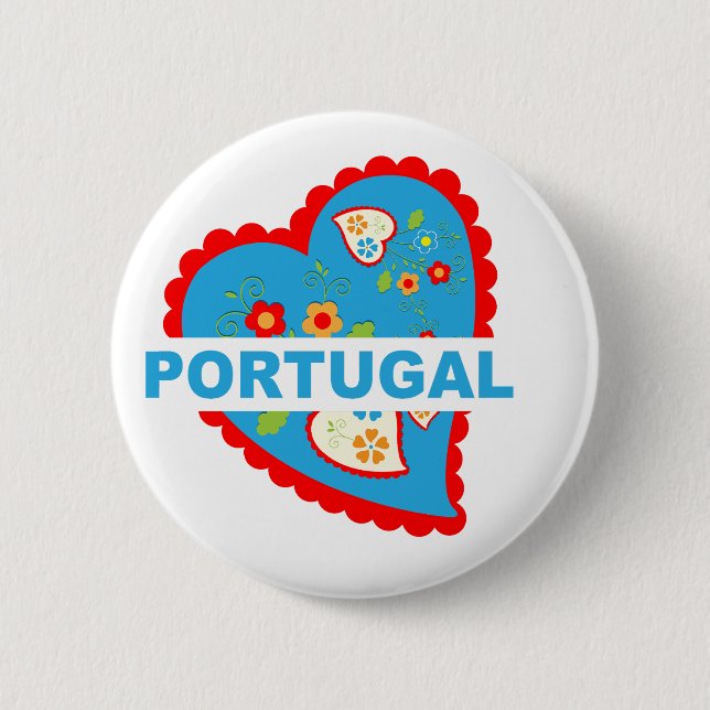 Badge Rond 5 Cm Coeur portugais joyeux (Devant)