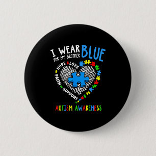 Badge Rond 5 Cm Cœur que je porte bleu pour la sensibilisation à l