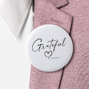 Badge Rond 5 Cm Coeur reconnaissant Votre nom Script minimal d'e