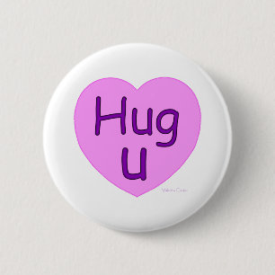Badge Rond 5 Cm Coeur rose de l'étreinte U