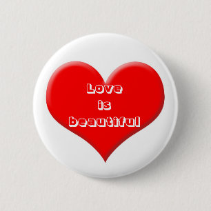 Badge Rond 5 Cm Coeur rouge