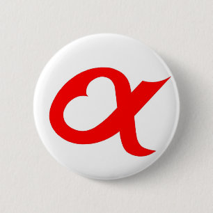 Badge Rond 5 Cm Coeur rouge