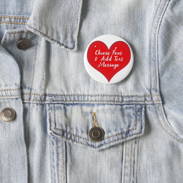 Badge Rond 5 Cm Coeur rouge brillant (En situation)