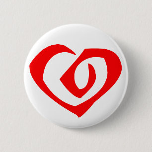 Badge Rond 5 Cm Coeur rouge Motif spiral