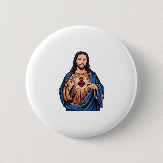 Badge Rond 5 Cm Cœur Sacré Gravure Vintage Vecteur Religieux De