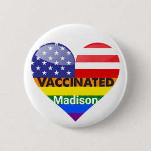 Badge Rond 5 Cm Coeur vacciné