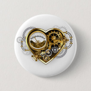 Badge Rond 5 Cm Coeur vapeur avec un manomètre