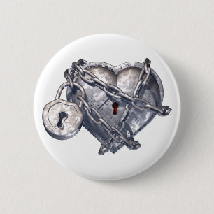 Badge Rond 5 Cm Coeur verrouillé