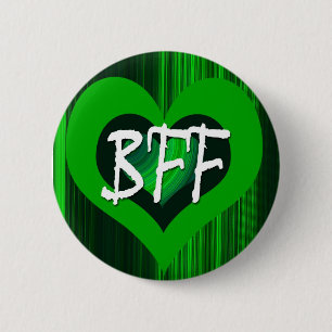 BADGE ROND 5 CM COEUR VERT