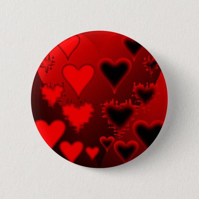 Badge Rond 5 Cm Coeurs (Devant)