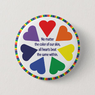 Badge Rond 5 Cm Cœurs Arc-en-Ciel