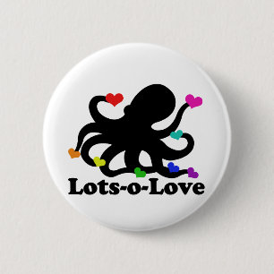 Badge Rond 5 Cm Coeurs arc-en-ciel Octopus beaucoup d'amour