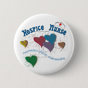 Badge Rond 5 Cm Coeurs colorés multi d'infirmière d'hospice