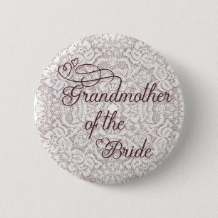 Badge Rond 5 Cm Cœurs en dentelle de Bourgogne Grand-mère de la ma