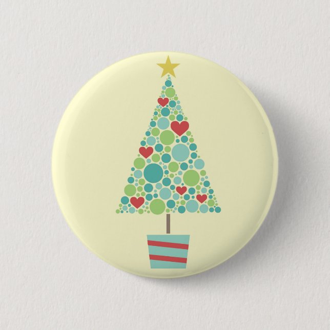 Badge Rond 5 Cm Coeurs mignons pastel moderne sapin de Noël (Devant)