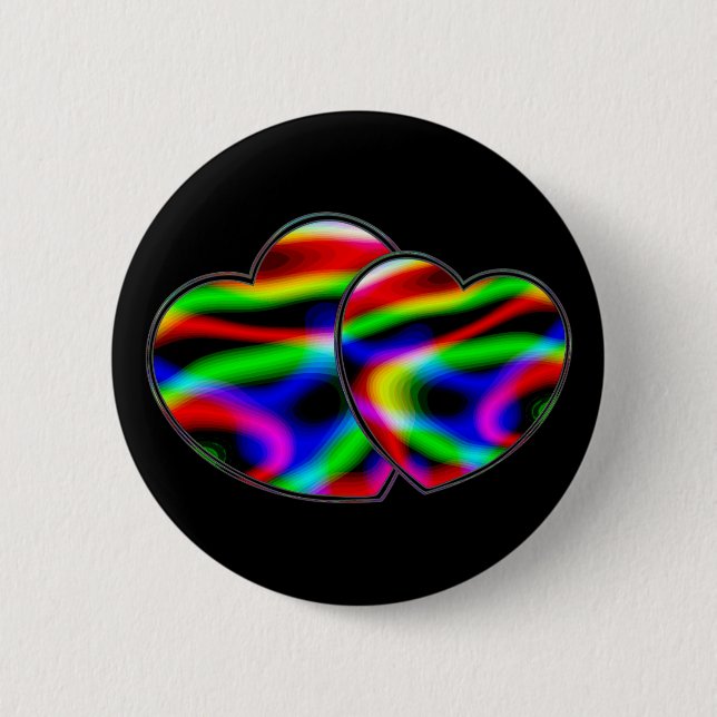 Badge Rond 5 Cm Coeurs Neon Aurora (Devant)