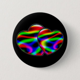 Badge Rond 5 Cm Cœurs Néon Aurore
