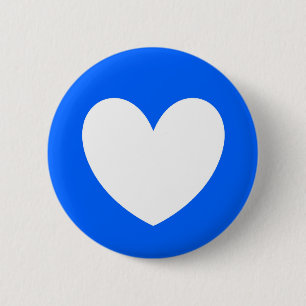 Badge Rond 5 Cm Coeurs polka blancs sur bleu