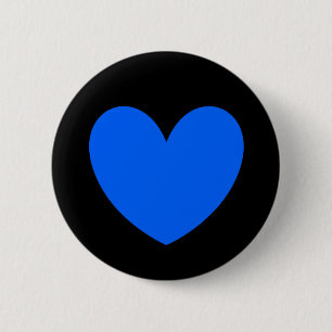 Badge Rond 5 Cm Coeurs polka bleu sur noir