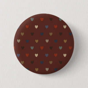 Badge Rond 5 Cm Coeurs Polka sur kilim brown
