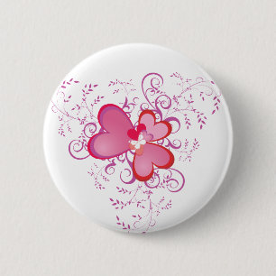 Badge Rond 5 Cm Coeurs roses