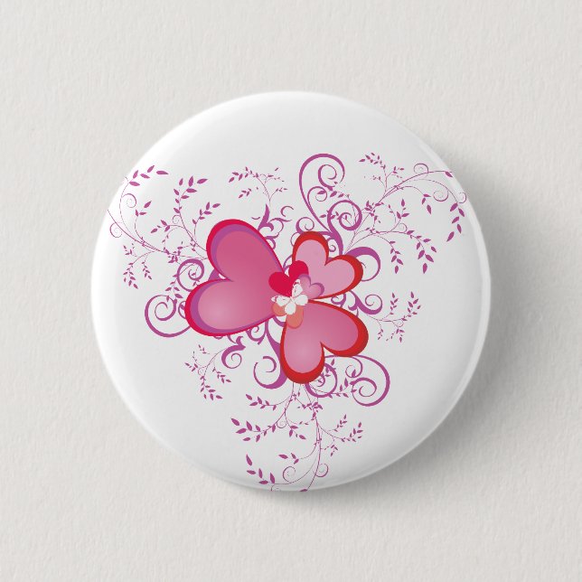 Badge Rond 5 Cm Coeurs roses (Devant)